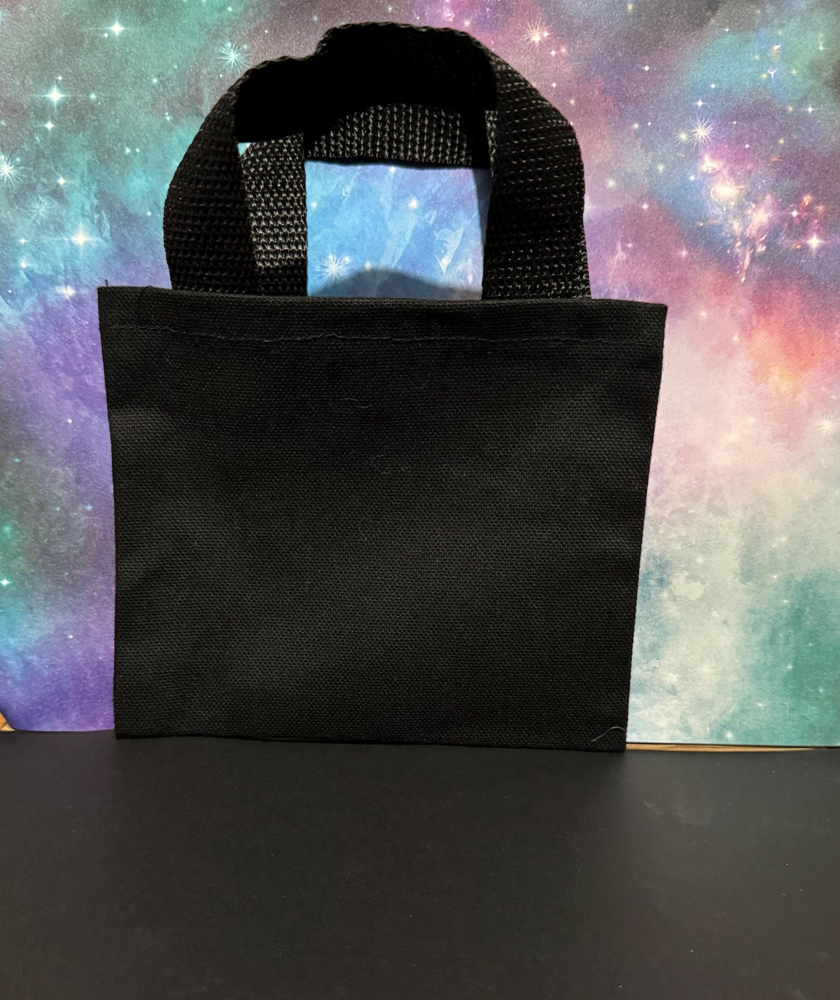 Mini Canvas Tote Bag with Sublimnation Decal - Black