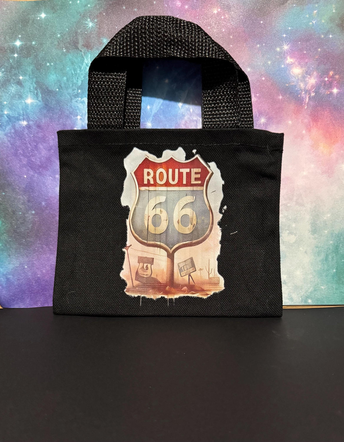 Mini Canvas Tote Bag with Sublimnation Decal - Black