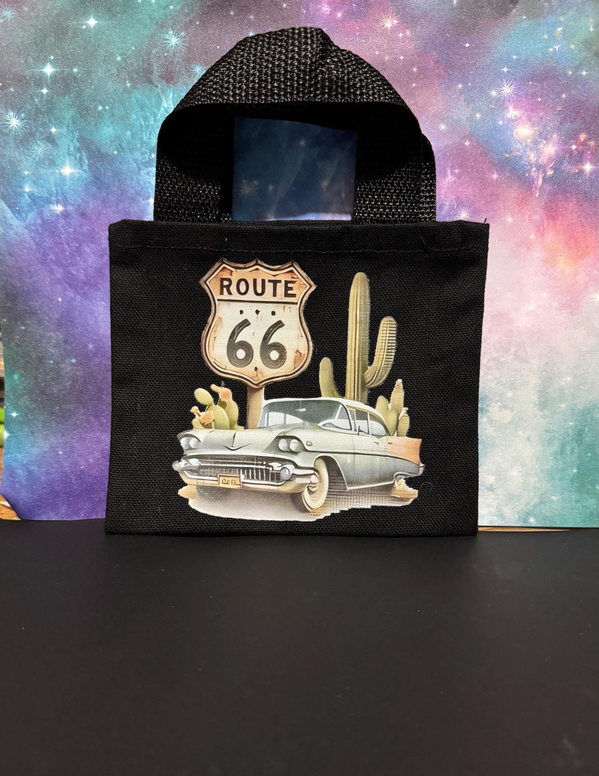 Mini Canvas Tote Bag with Sublimnation Decal - Black